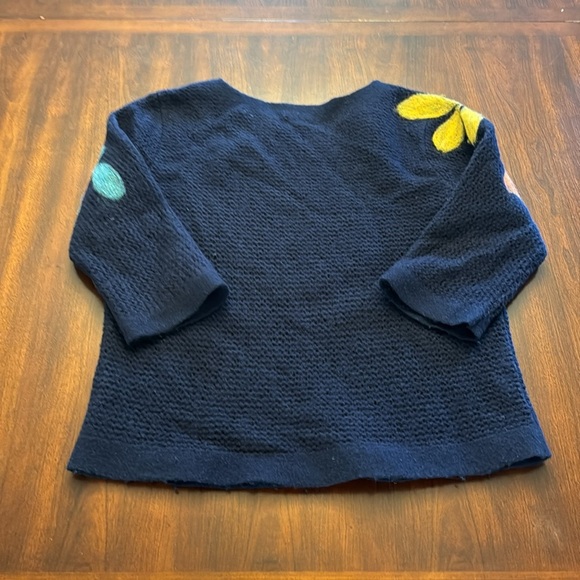 Anthropologie troubadour 100% Wool Bloom Navy Sweater - Picture 3 of 9